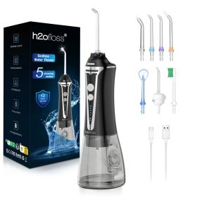 Water Dental Flosser Teeth Pick Portable Oral Irrigator With 5 Modes IPX7 (Option: Black)