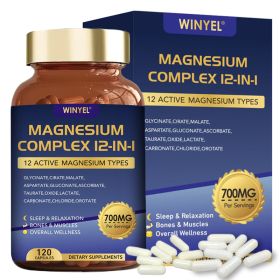 Magnesium Complex 700mg 12 In 1 Magnesium Supplement With Glycinate, Citrate, Malate  Sleep, Calm, Muscle Relaxation, Heart Health Support Vegan (Option: 1 PCS)
