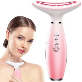 Neck Face Massager, Skin Care Face Massage Tool, 3-in-1 Facial Massager, Face Sculpting Tool With Thermals, Vibration (Option: Pink)