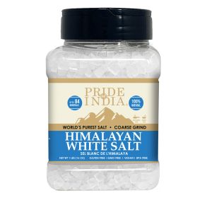Himalayan White Salt by Pride Of India - 1lb - Rarest & Enriched W/84+ Natural Minerals- Low Sodium- Mineral Rich Nutrition and Enhanced Taste- H (Texture: Coarse Grind, size: 1 Lbs)